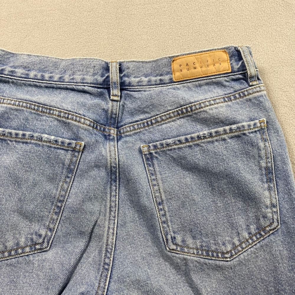 PacSun Women's 28 Blue High Rise Straight Dad Jeans Distressed Non-Stretch - Picture 9 of 10